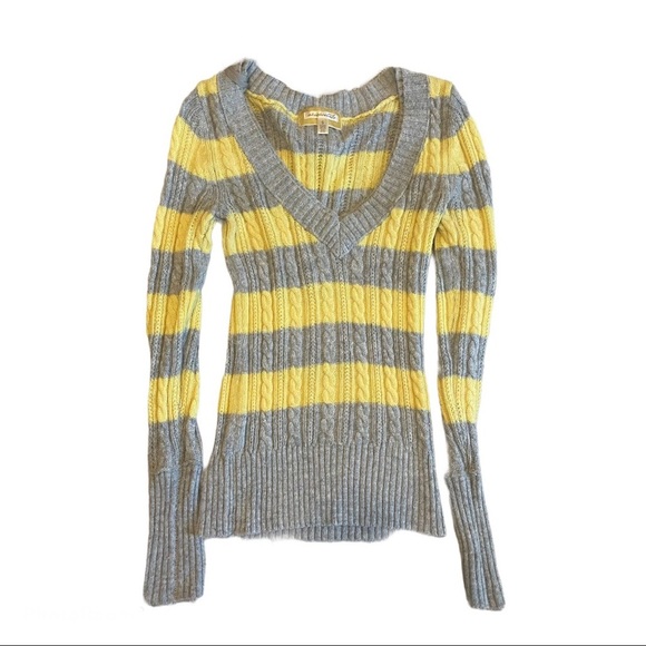 Yellow and Gray Striped Sweater - Picture 1 of 4